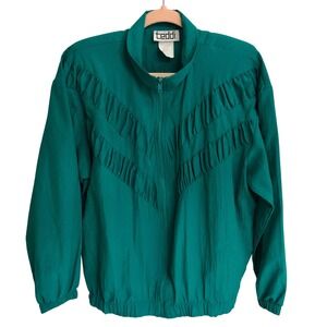 Super Fun‎ 80s Vintage Teal/Kelly Green Windbreaker/Jogging Jacket Oversized M